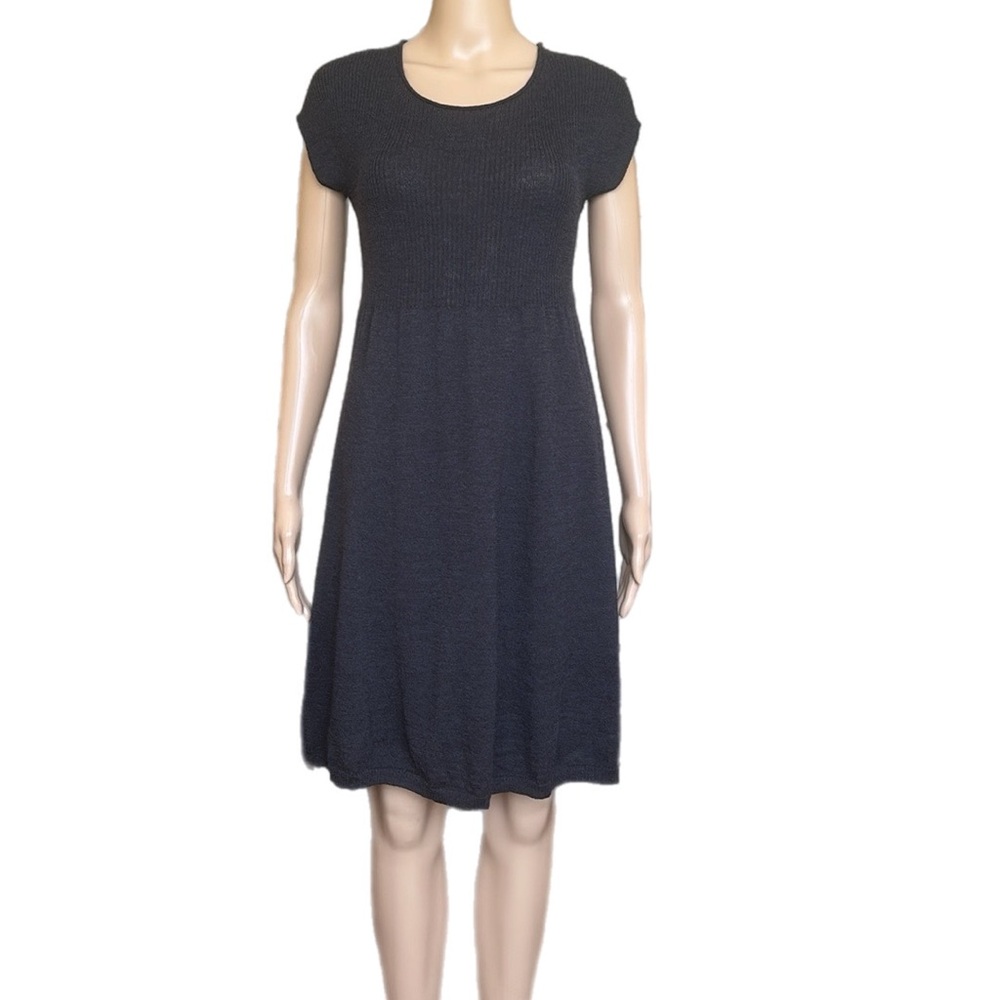 Eileen Fisher Fit and Flare Gray Washable Wool Knit Dress Size S / US 6-8